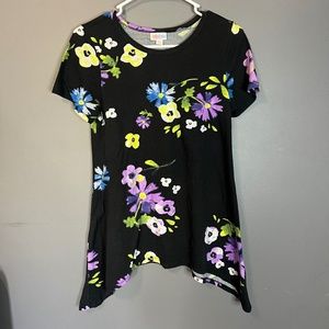 LuLaRoe Floral Short Sleeve Tunic Shirt Size XXS